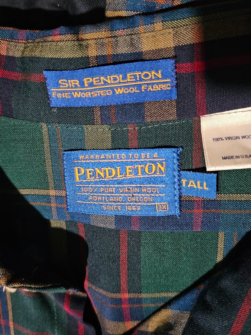 Sir Pendleton Worsted Wool Stewart Hunting Tartan Shirt 3XLT NWOT 1994 Vintage